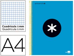 Cuaderno espiral Liderpapel Antartik A-4 tapa forrada 120h micro 100g c/5mm. color azul